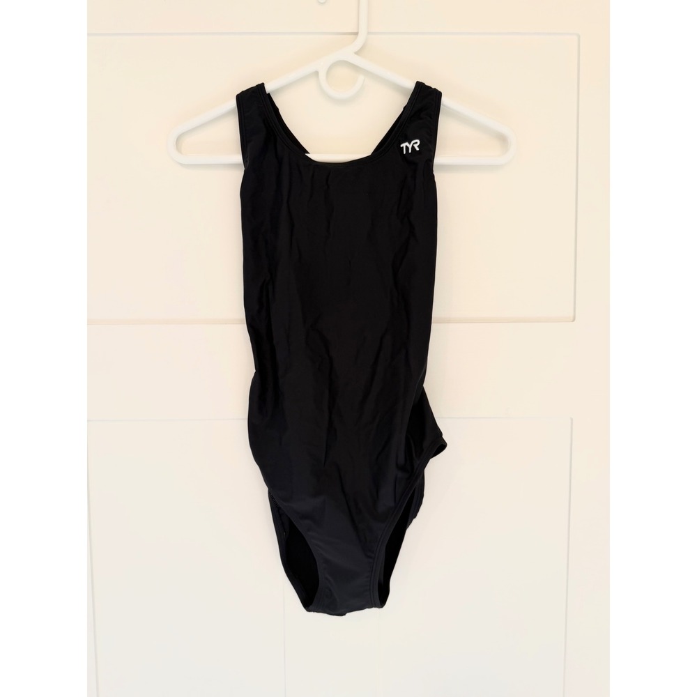 TYR Solid Maxfit Black One Piece Swimsuit Womens 36 L Athletic Swimwear - Picture 4 of 9